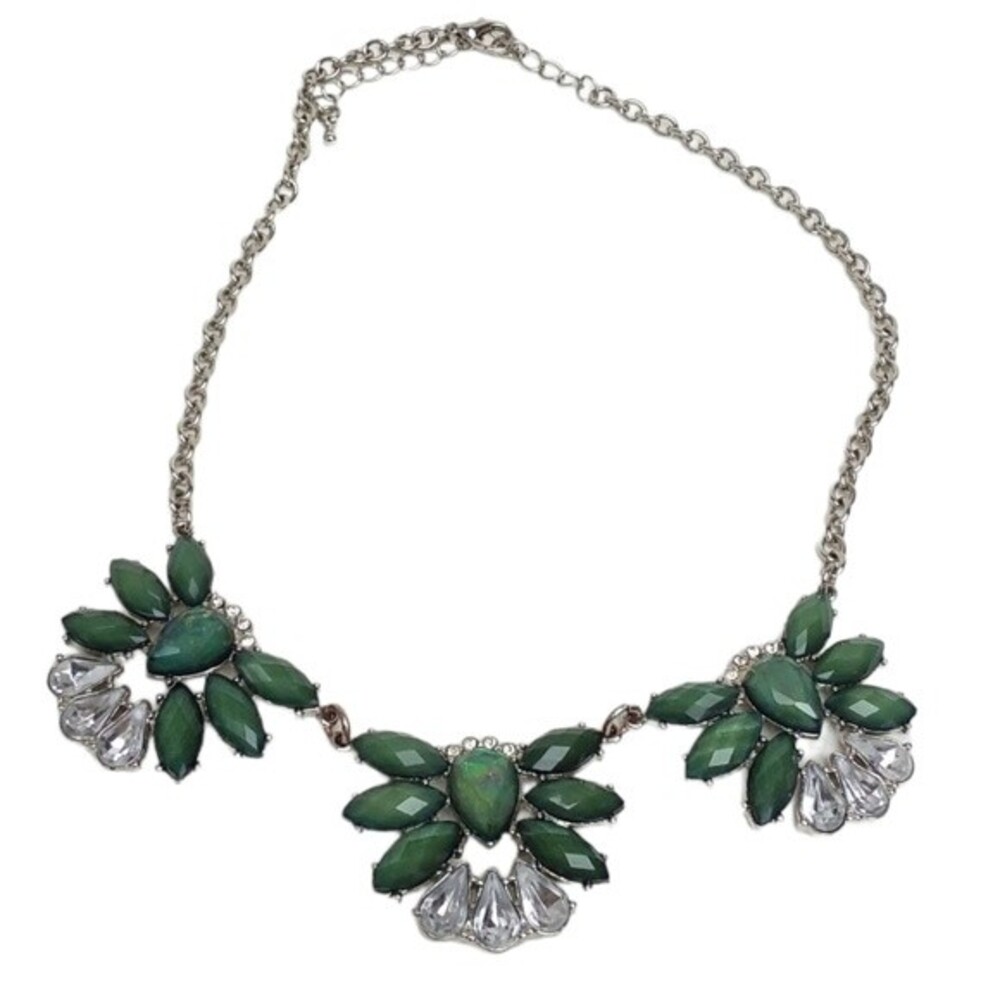 Green Leaf  Foil Statement Necklace